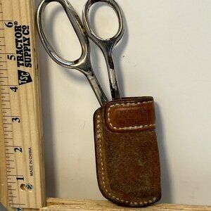 Vintage Valfo Italy Scissors with Leather Case High-Quality Craftsmanship